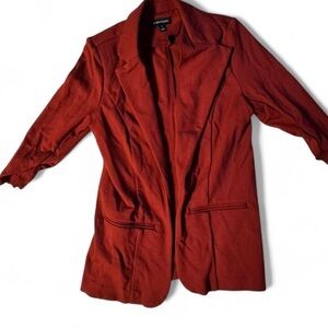 Open-Front Red Blazer Jacket - Women